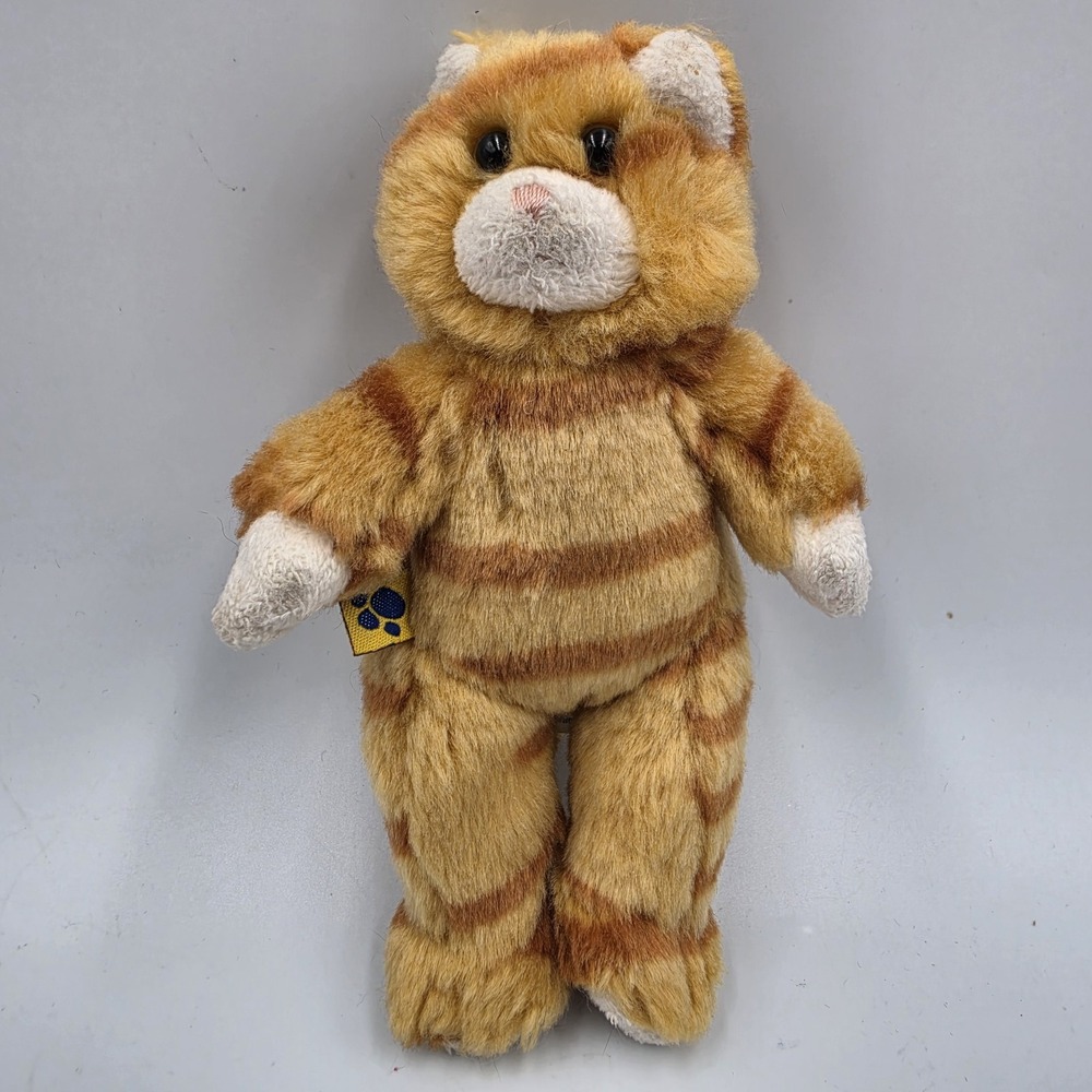 VTG 1997 Build A Bear 7" Wristie Mini Floppy Orange Tabby Cat Plush Buddy Tag
